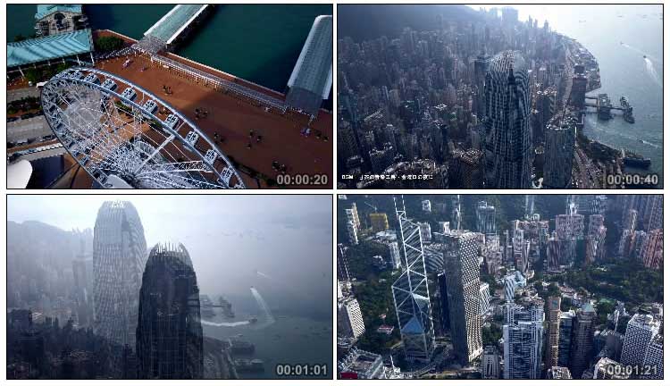 香港环球贸易广场高楼建筑群航拍视频素材