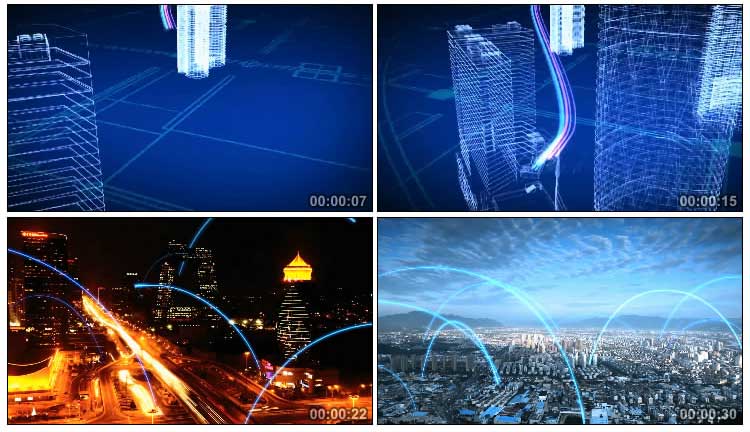 城市通讯宣传片大数据科技信息网络移动互联网流光线条视频素材