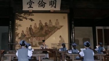 小学生读私塾学三字经国文实拍视频素材