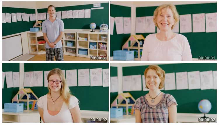 国际幼儿园儿童外教老师笑脸展示视频素材