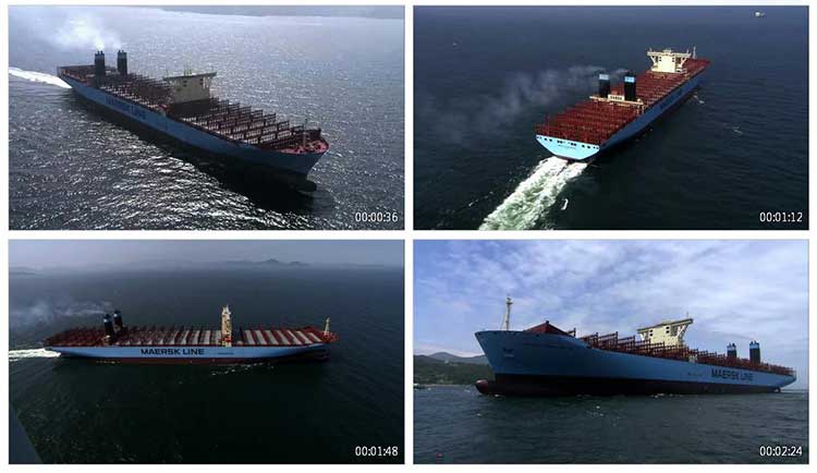海上大船货轮航行多角度航拍视频素材