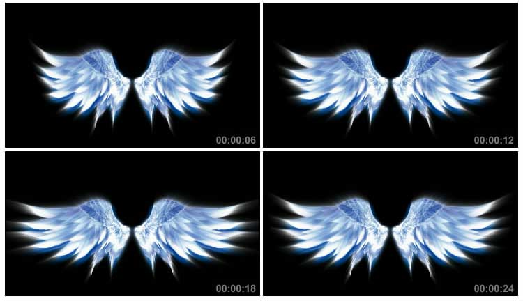 白色羽毛翅膀炽天使大翅膀抠像特效视频素材