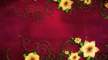 红布绸缎背景古典花纹鲜花动态生长视频素材