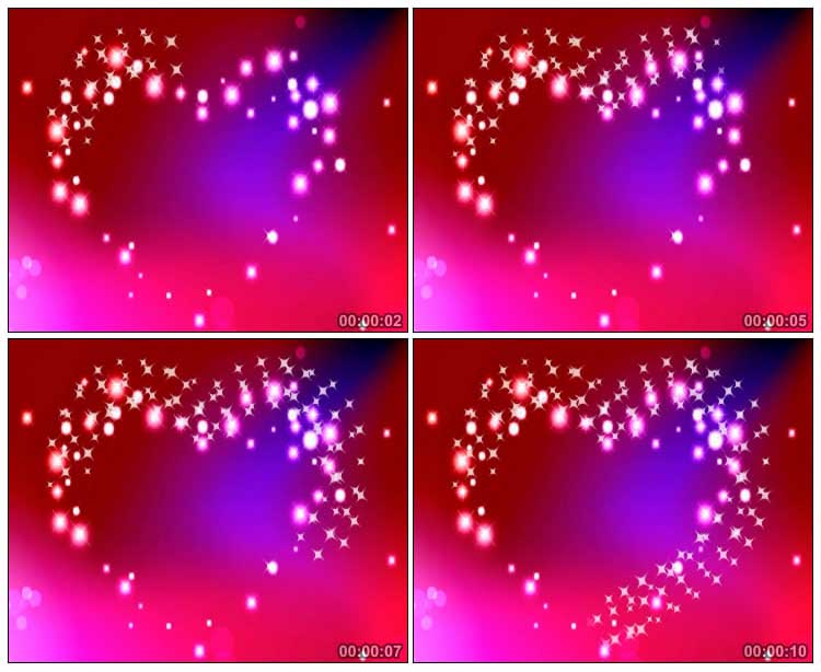 光点组成心形爱心浪漫爱情红色背景视频素材