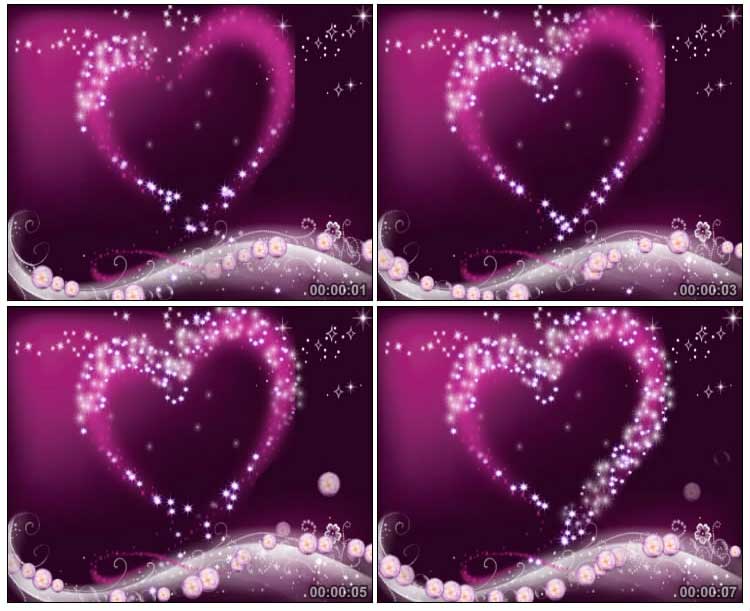梦幻粒子桃心爱心浪漫爱情表白紫色背景视频素材