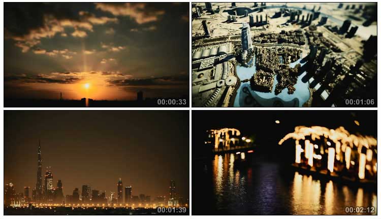 迪拜城市建筑夜景延时摄影视频素材