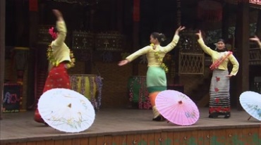 中国少数民族文化村休闲娱乐傣族舞旅游风光宣传片视频素材