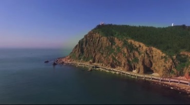 海岸线栈桥海岛礁石实拍视频素材