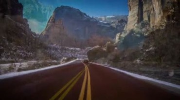 峡谷雪景美丽风景延时摄影视频素材