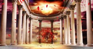 罗马柱宫殿红花飘落Led背景视频素材