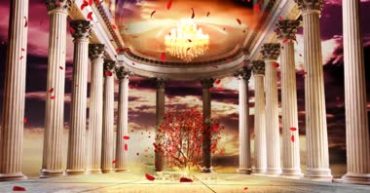 罗马柱宫殿红花飘落Led背景视频素材