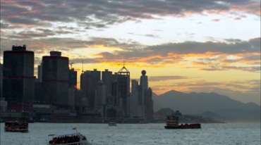 香港城市天空江边高楼景色视频素材