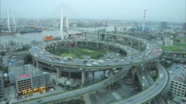 上海南浦大桥立交桥白天到晚上快速延时摄影视频素材
