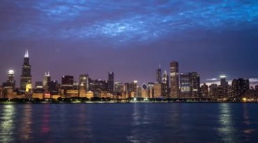 美国芝加哥城市夜景繁华都市风光视频素材