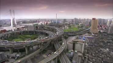 上海南浦大桥立交桥高架桥车流实拍视频素材