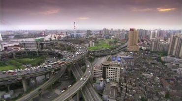 上海南浦大桥立交桥高架桥车流实拍视频素材