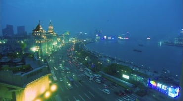 上海外滩海关大楼灯光夜景视频素材