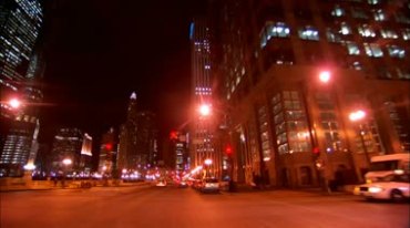 城市街景夜晚灯光汽车行驶第一视角夜景视频素材