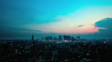 城市夜晚灯光亮起全景视频素材
