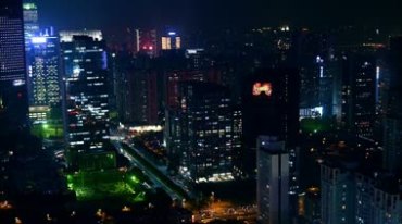 广州高楼夜晚灯光繁华都市夜景视频素材