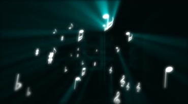 发出亮光的音符空中悬浮飘动特效背景视频素材