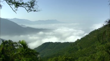 绿山青山山峰和云海全景实拍视频素材