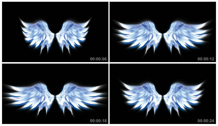 天使后背翅膀羽毛扇动动画高清特效视频素材