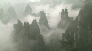 张家界雾气仙气山林山峰之间美丽仙境实拍视频素材