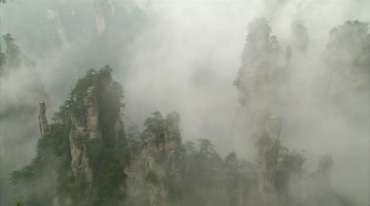 张家界雾气仙气山林山峰之间美丽仙境实拍视频素材