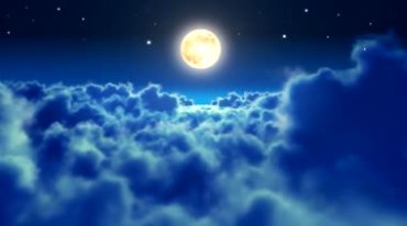 唯美天空星空云海明月(有音乐)视频素材