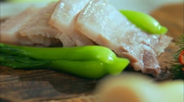 刀板香切肉片中华美味菜肴食物视频素材