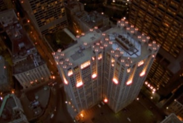 城市高楼灯光夜景航拍视频素材