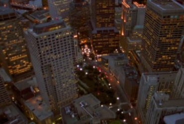 城市高楼马路灯光夜景航拍视频素材