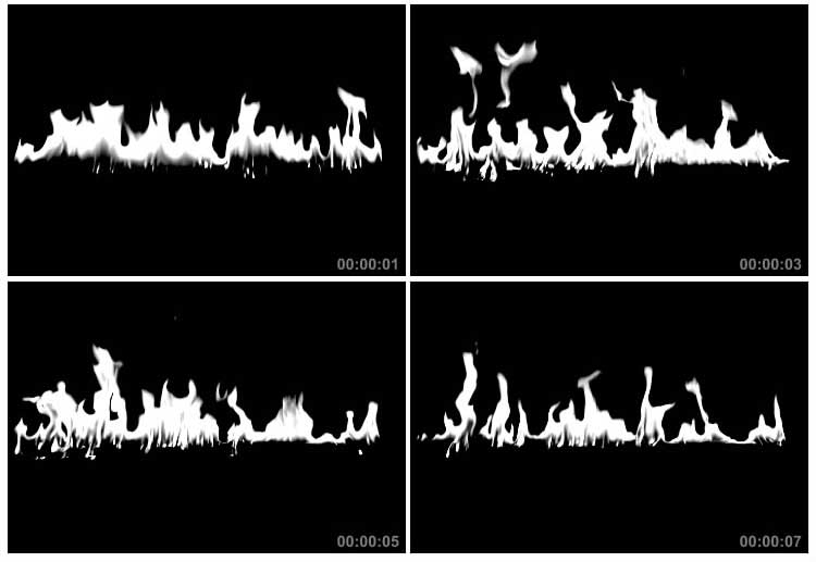 黑白火苗燃烧透明通道黑屏抠像特效视频素材