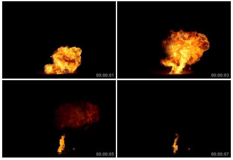爆炸火团火球腾空升空熄灭黑屏抠像特效视频素材