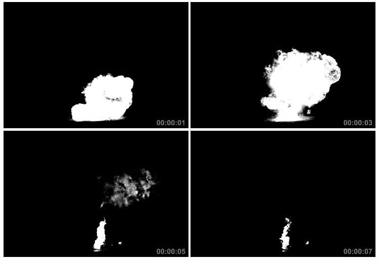 黑白爆炸火焰火团火球升腾透明通道黑屏特效视频素材