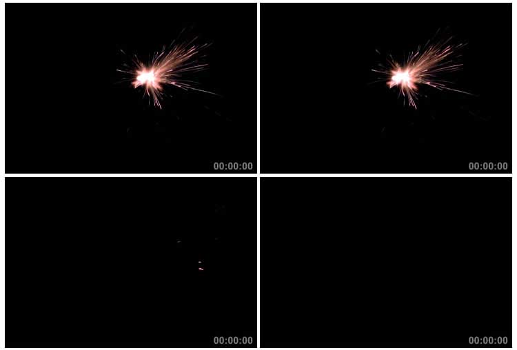爆炸火星火光闪现黑屏抠像特效视频素材