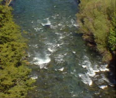 野外山里河流水流汇入大河视频素材