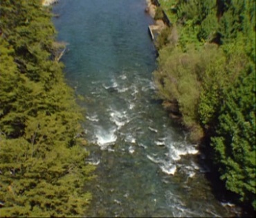野外山里河流水流汇入大河视频素材