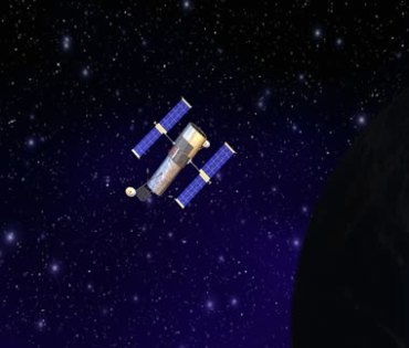 人造卫星在地球轨道上飞行视频素材
