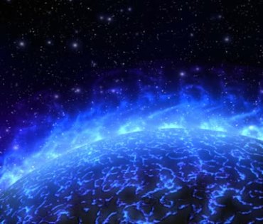 蓝色星球熔岩表面日冕特效视频素材