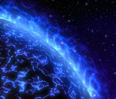 蓝色星球熔岩表面日冕特效视频素材