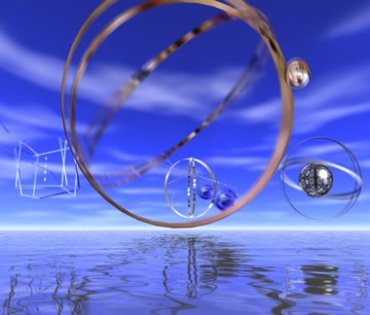 空中圆环浑天仪陀螺仪动态背景视频素材
