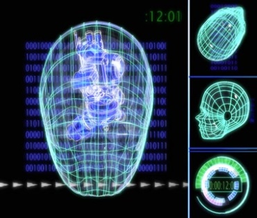 高科技仿生人类头部扫描模型数字图像动态视频素材