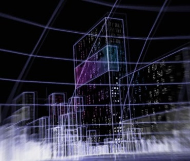 数码科技模拟城市大楼高楼穿梭图像动态背景视频素材