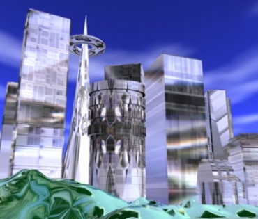 三维立体城市高楼建筑模型视频素材