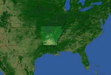 美国阿肯色州卫星地图拍摄轮廓视频素材