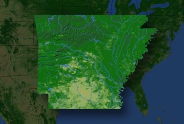 美国阿肯色州卫星地图拍摄轮廓视频素材