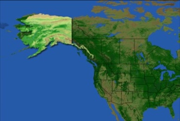 美国阿拉斯加州卫星地图拍摄轮廓视频素材