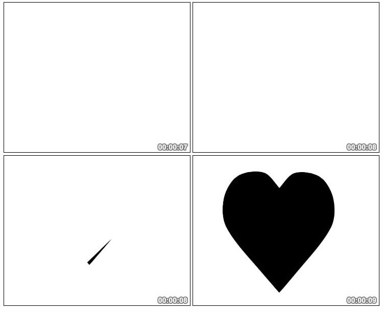 黑白桃心爱心黑屏抠像特效视频素材